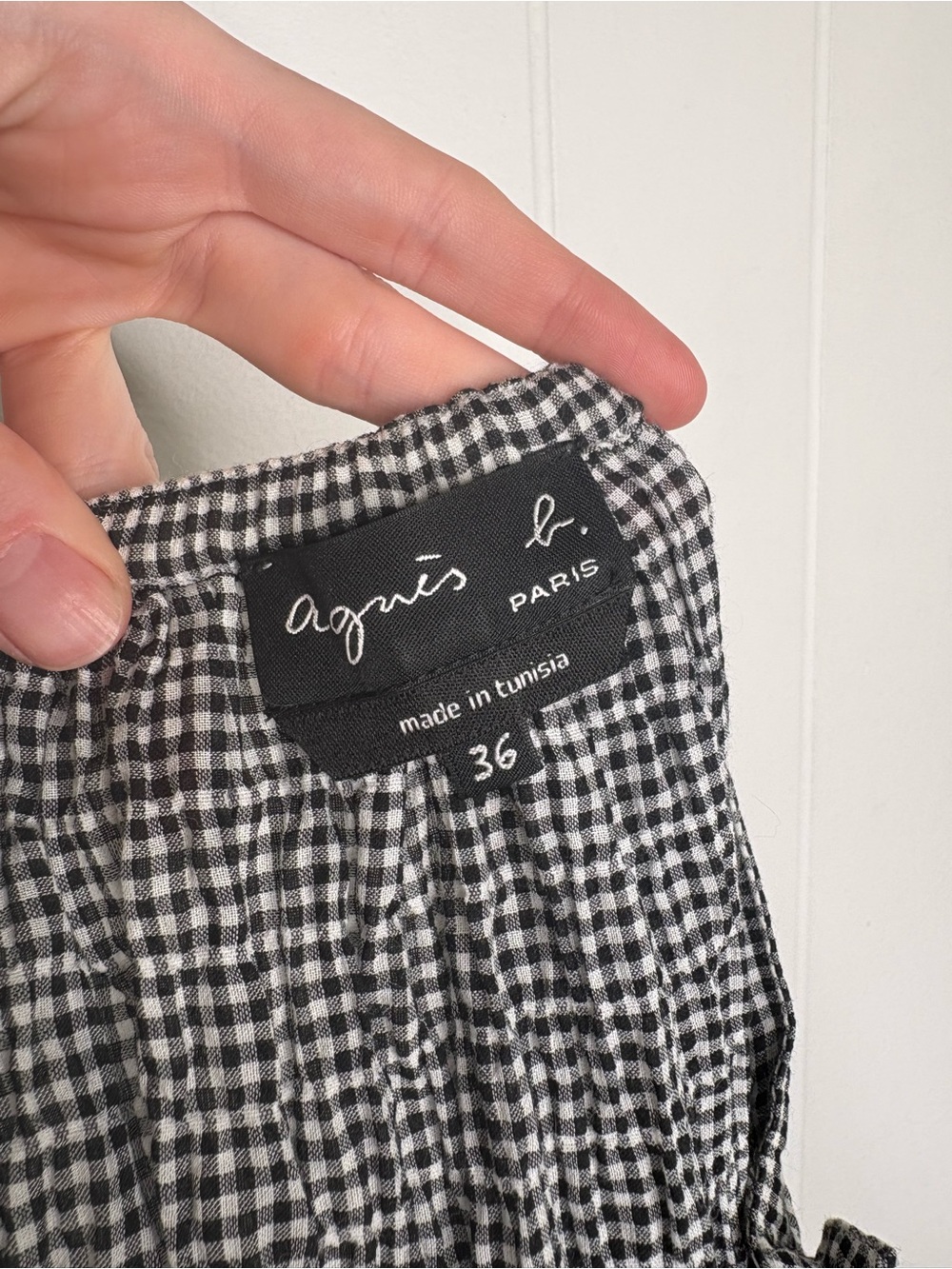 Agnes B. Paris Black White Gingham Seersucker Skirt Lightweight Small Cotton - Picture 6 of 10